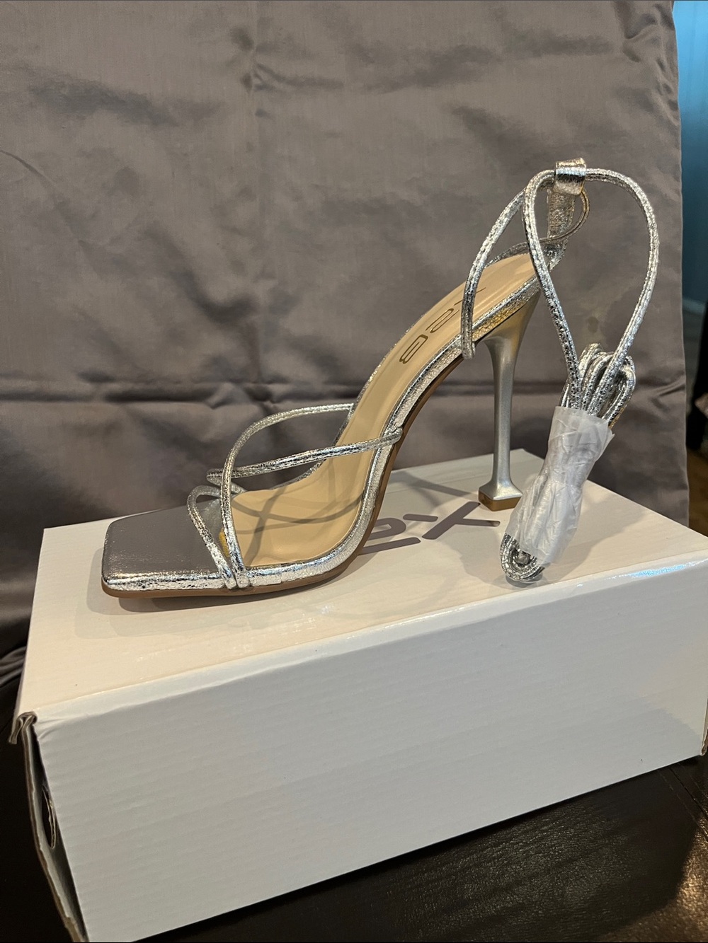 X2 Silver Metallic Strappy Stiletto Sandal - Women